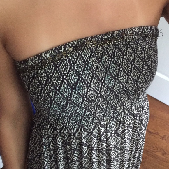 Blue strapless printed maxi dress - Picture 3 of 6